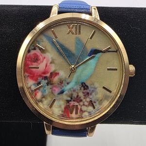 Blue and Gold Women's Watch with Bird Motif